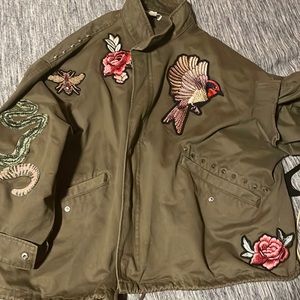 Olive Green patch zip jacket